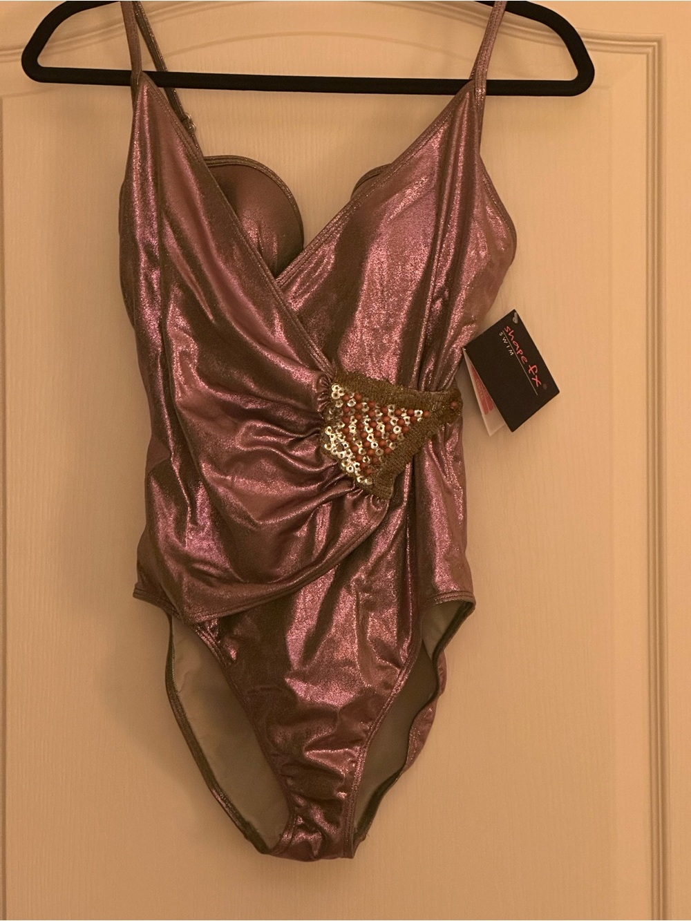 NWT Shape FX Metallic Pink-Lilac One-Piece Swimsuit